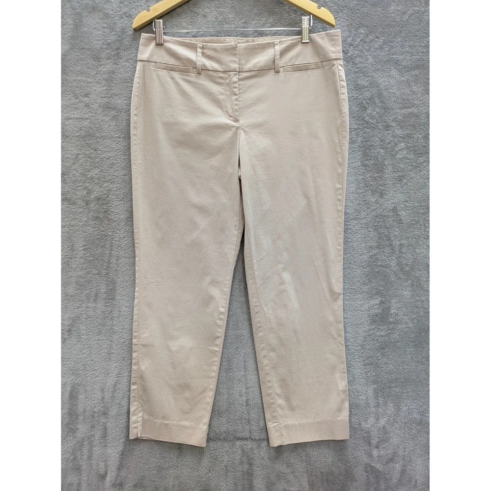 Ann Taylor Factory Ankle Chino Pants Women 8 Beige Twill Minimalist